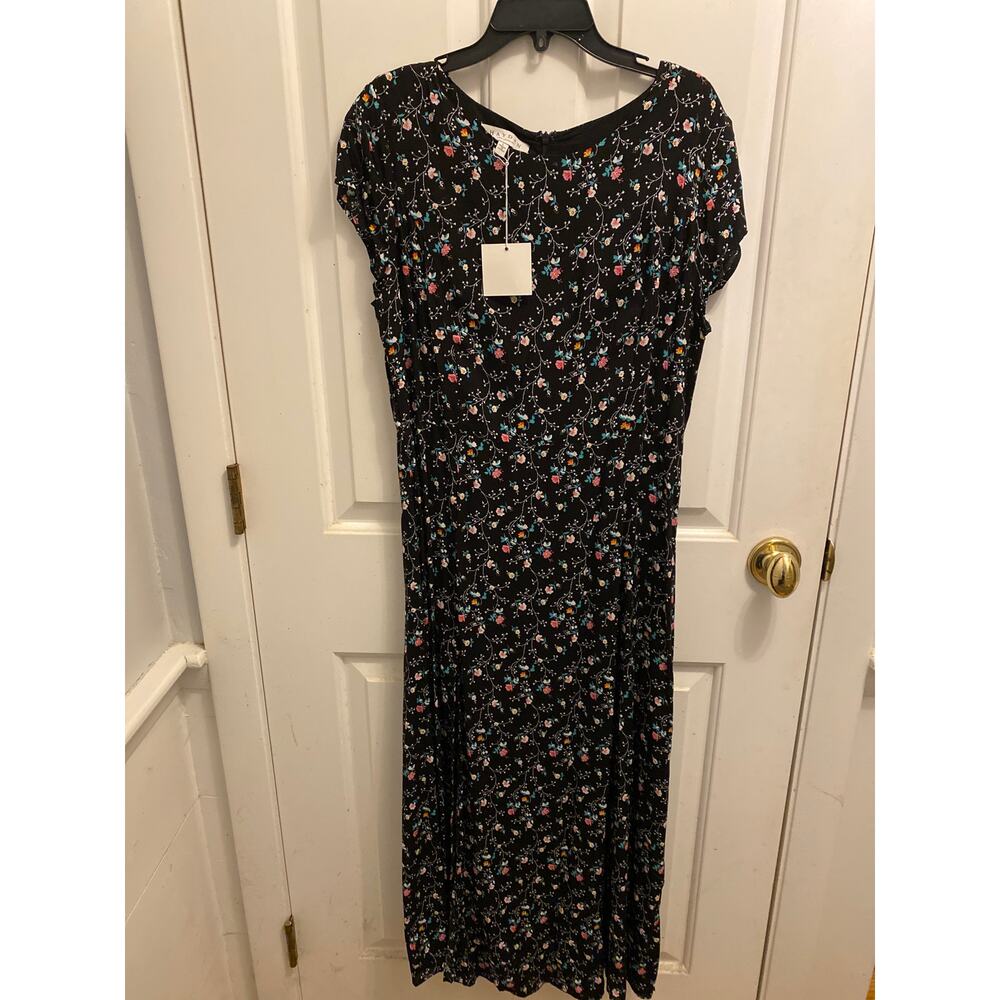 Brand New Hayden Los Angeles Women's Size Large Black Floral Print Midi Dress - Picture 1 of 6